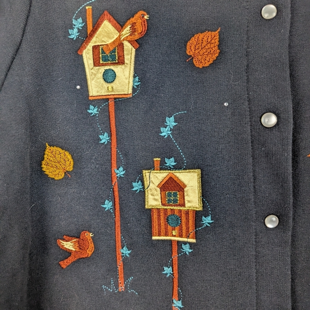 Breckenridge 2X Fall Embroidered Cardigan With Pearl Snap Closures & Pockets - Picture 8 of 15